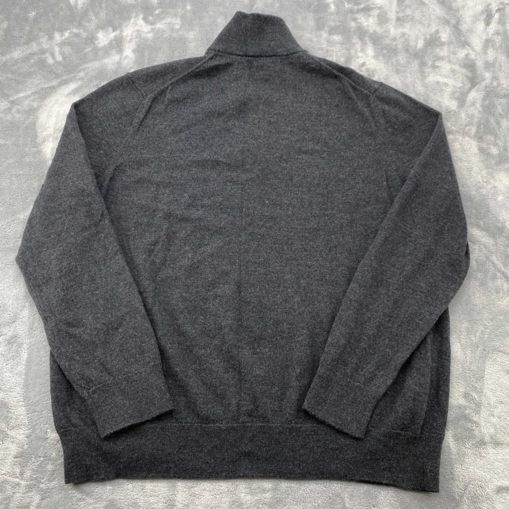Banana Republic Mens XXL Charcoal Gray 100% Merino Wool Quarter Zip Sweater